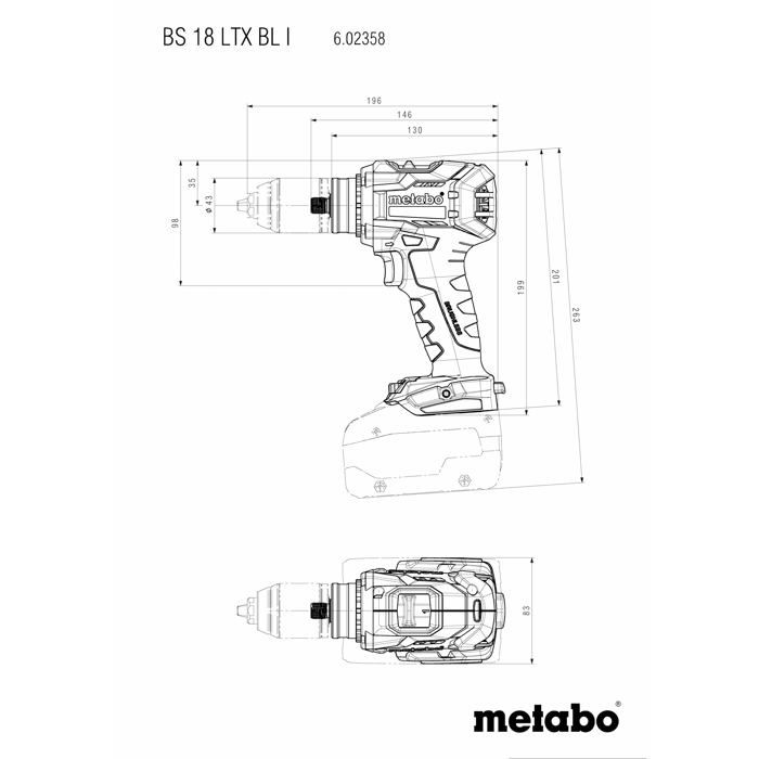 Perceuse-visseuse 18 v - metabo - bs 18 ltx bl i - mandrin automatique 13 mm - professionnelle - sans fil