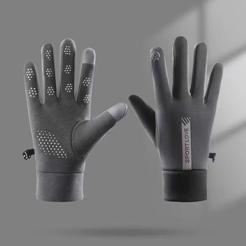 Men'S And Women'S Touch Screen Leather Gloves Winter Warm Waterproof Windproof Piled Thickened Outdoor Motorcycle Riding Gloves