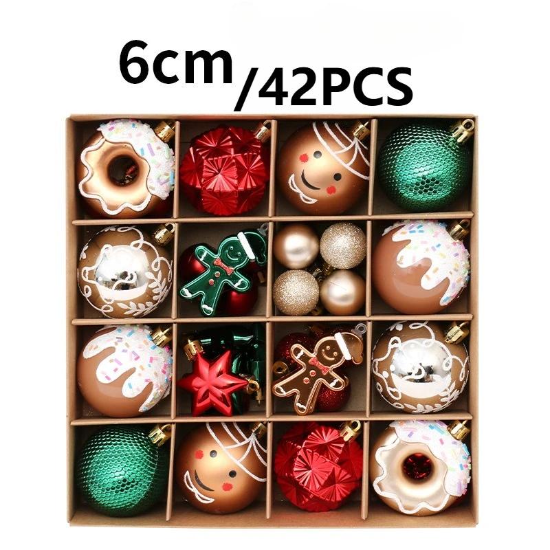 42Pcs 6Cm Premium Painted Christmas Ball Set Santa Home Decorations  New Year Christmas Tree Diy Decorative Ornaments