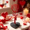Minimalist Rose Sculpture And Heart Sculpture 3D Printed Red Ornament Mom Stem Love Base Ornament Statue Mother's Day Birthday Gift for from