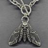 Gothic Death Moth T Shaped Alloy Necklace 44cm Lightweight Chain Jewelry for Unique Gothic and Fashion Accessories
