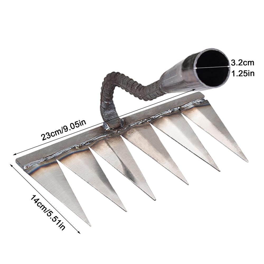 Metal Weeding Hoe Rake Stainless Steel Garden Weeders Grass Rooting Loose Soil Hand Weeding Removal Puller Gardening Tools