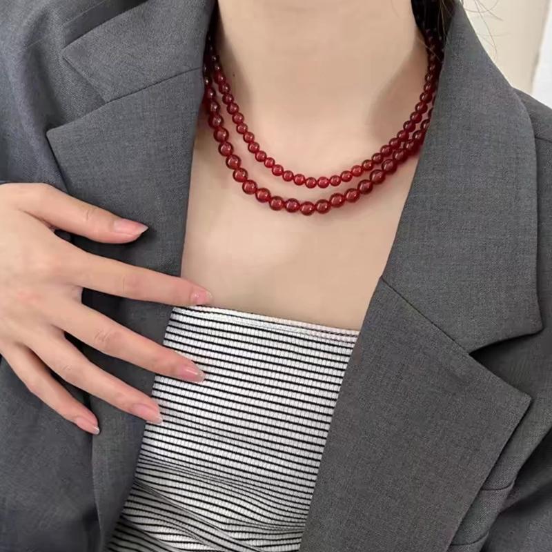 Colier cu mărgele în stil vintage Colier cu lungime reglabilă Bijuterii pentru gât la modă și elegantă Cadou pentru femei fete