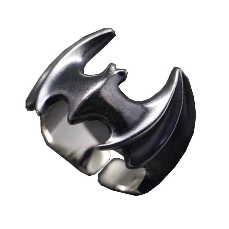 Vintage Bat Ring Finger Rings for Men Open Size Gun Black / Silver Color Jewelry Ring Personality Band Party Ring Wholesale