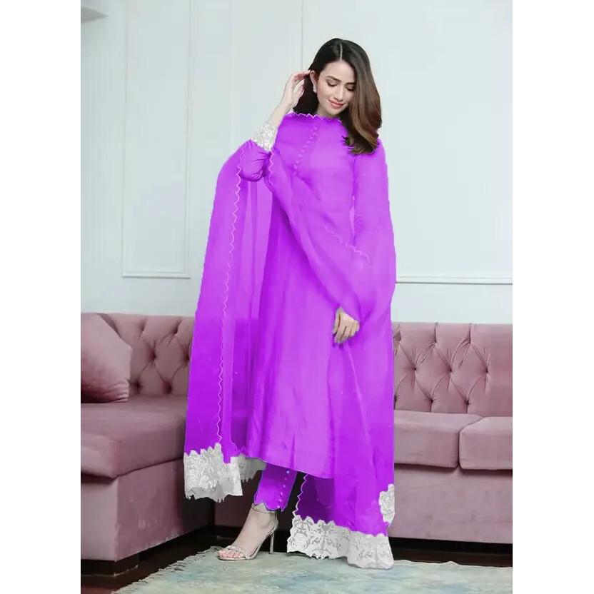 Women Designer Top Tunic Kurta Pant Dupatta Set Indian Party Wear Ethnic Kurti 2373 M-38