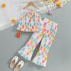 Girls' Fashionable Two-piece Summer Children's Sweet Halter Top + Flared Pants Set