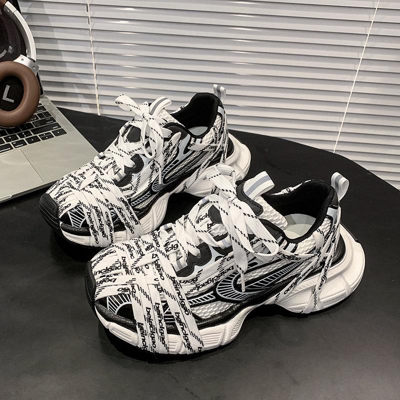 French Spider Woven Strap Letter Dad Shoes Girl 2025 Autumn New Models Old Thick-soled Mesh Breathable Sneakers