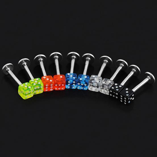 20 st Mixed Cube Tärningar Läpp Öronstift Ringar Tragus Labret Body Piercing Bars