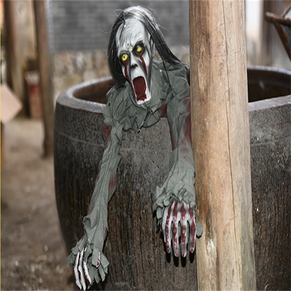 Long Hair Crawling Ghosts Scary Electric Voice Red Eye For Halloween Decor Props