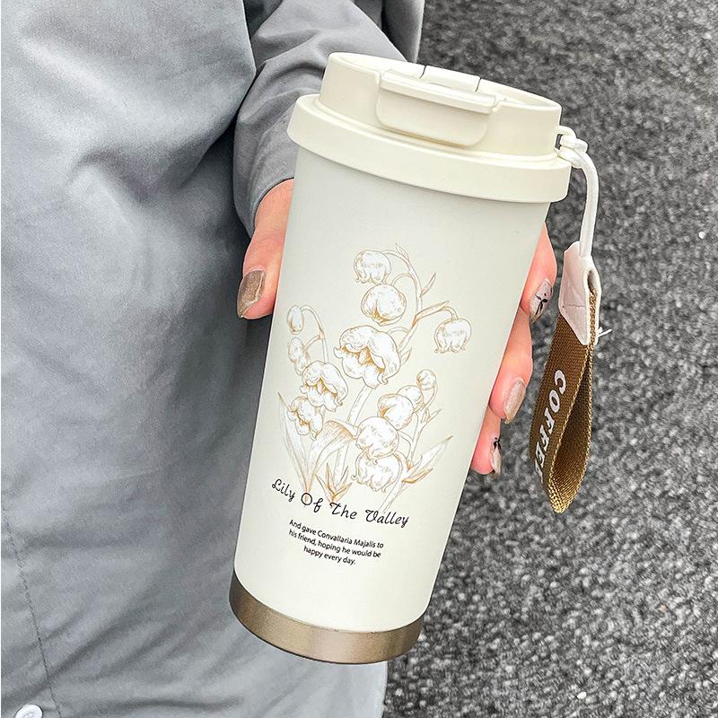 Straw Thermos Cup, Girls' New Car Water Cup, High-value Cup, Office Coffee Accompanying Cup