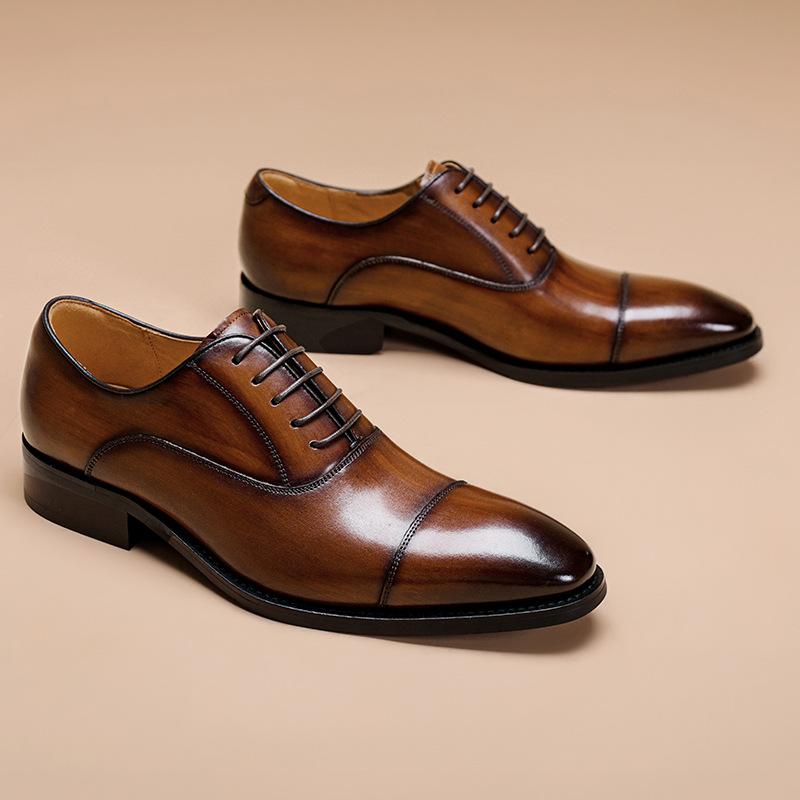 Fashion New Style Men's Shoes Formal Dress Shoes Male Oxfords Men Genuine Leather Office Shoes Elegant Wedding Party Lace-up Shoes