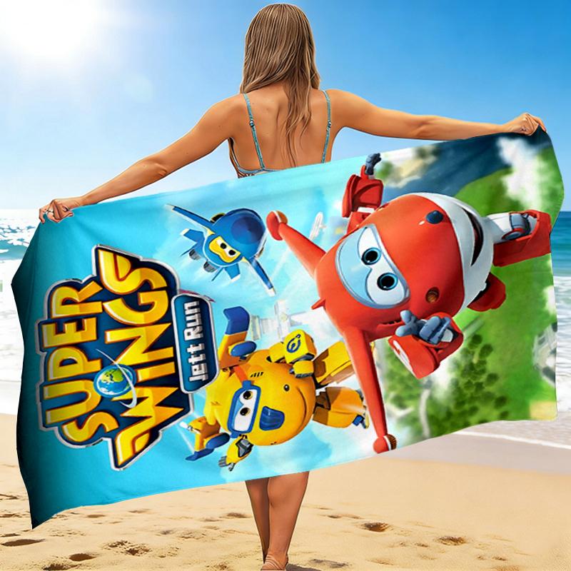 1Pc Super Wings Adventure Beach Towel, Quick Dry, Multi-Use for Beach Pool Gym Yoga Home Travel, Christmas, Halloween, Xmas Gift M929155