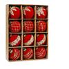 Painted Plastic Christmas Tree Decorative Hanging Ornaments, 8cm 12pcs Flocked Christmas Ball Set