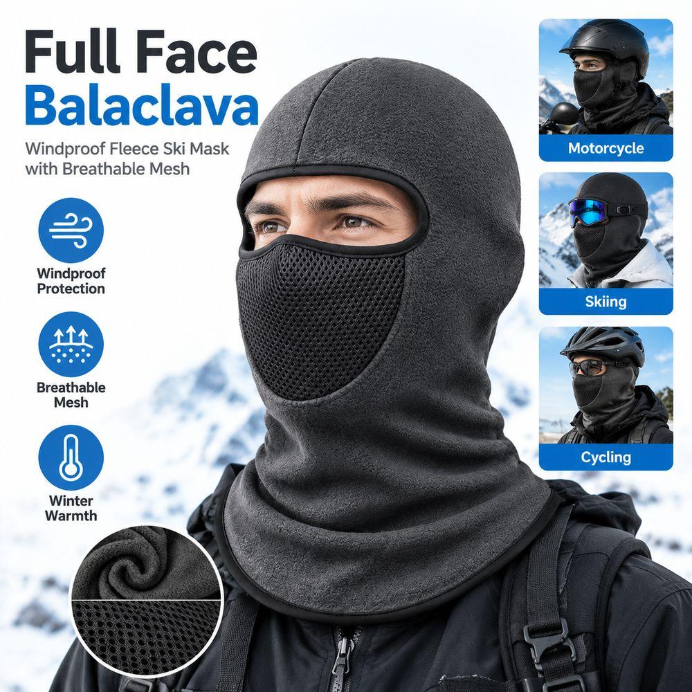 Windproof Neck Warmer Fleece Full Face Mask New Ski Mask Winter Sports