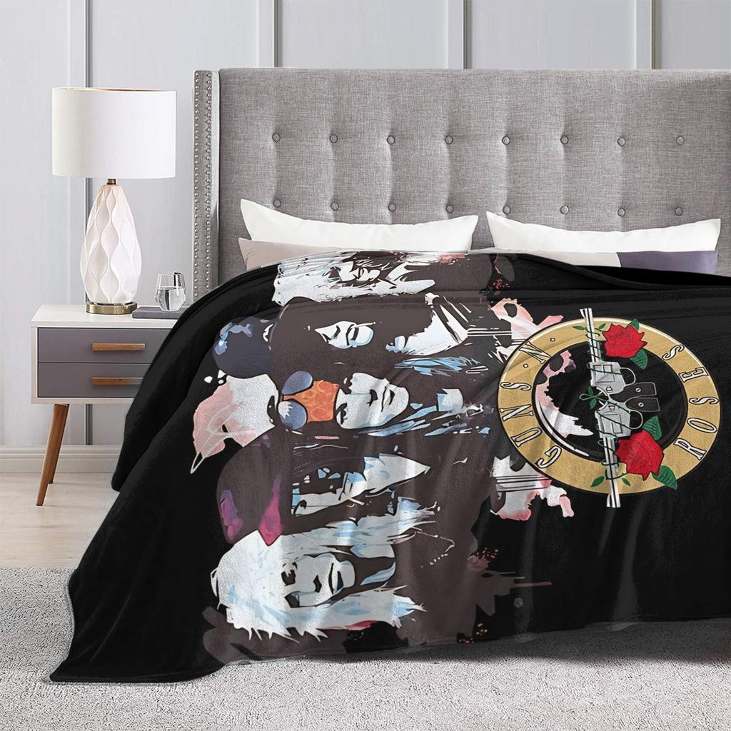Guns N Roses Band  Blanket  Decorative Flannel Throw Blanket For Couch Bed Soft Warm Custom Quality Bedspread Gift
