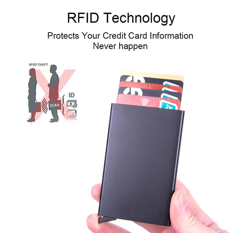 Rfid Credit Card Holder Metal Thin Slim Smart Wallet Men Women Wallets Pop Up Minimalist Small Black Purse Mini Walets for Men