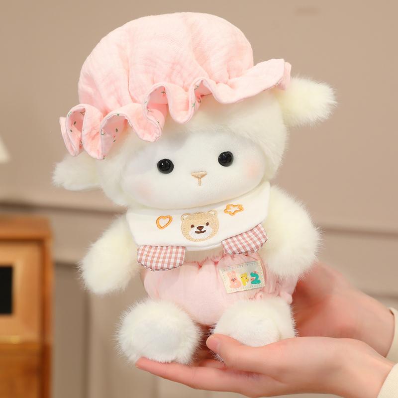 24-40cm Kawaii Bekleidetes Schaf Plüschtier Niedliches Stofftier Lamm Plüschtier Puppe Geburtstagsgeschenk Geschenkidee für Kinder Mädchen Heimdekoration