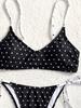 Set Bikini Două Piese cu Imprimeu Buline și Pantaloncini Set Trei Piese Elegant Modest