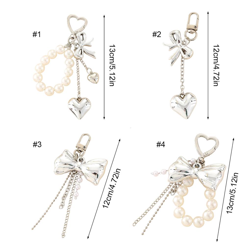 Pearl Bows Bag Charm Pendant Aesthetic Purse Charms Aesthetic Keychains Keyring for Women Backpack Purse Handbag Decors
