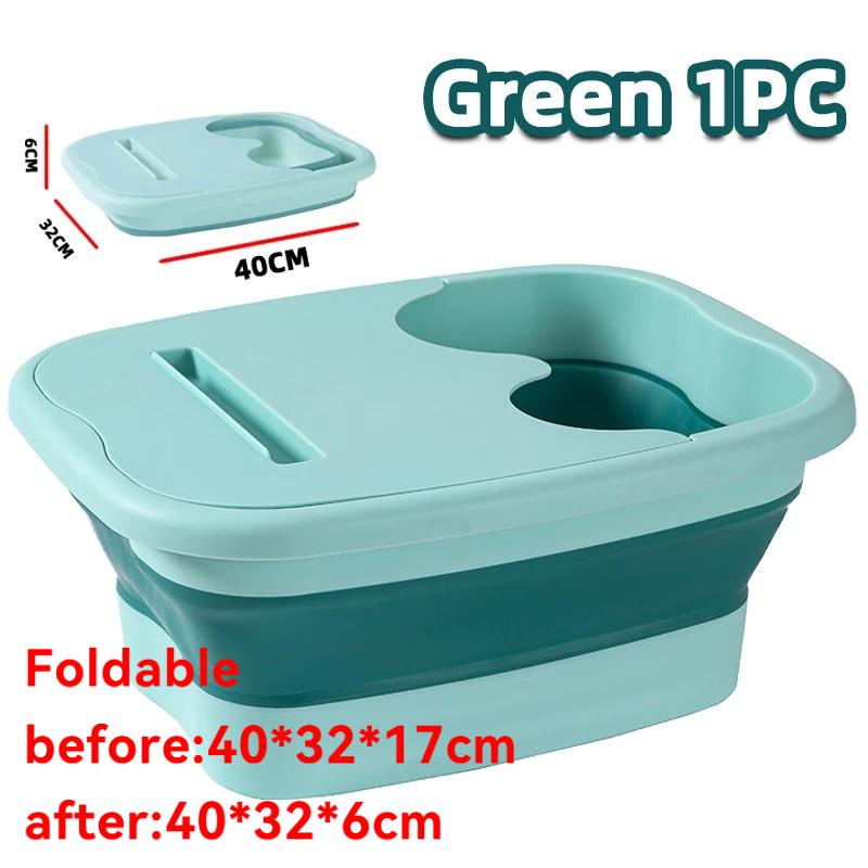 

Foldable Foot Bath Massage Bucket With Lid Soaking Bucket Folding Spa Basin Household Sauna Bathtub Pedicure Bath Accessory зелений