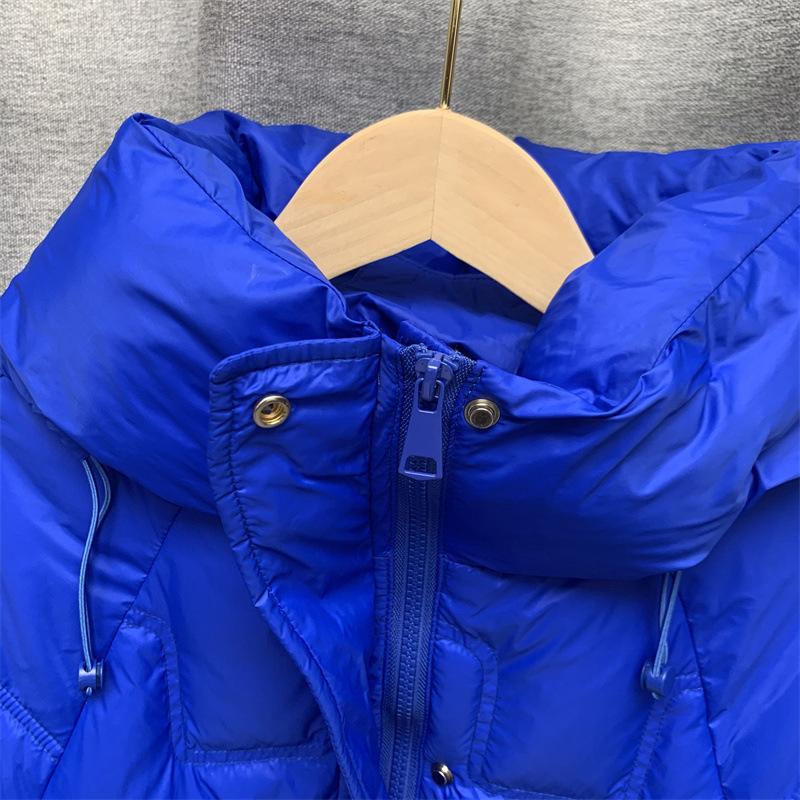 Zima Podzim Ženy Volný Polstrovaný Zip Jednobarevné Módní Bunda S Kapucí Límec Vše Odpovídající Teplý Bílý Kabát