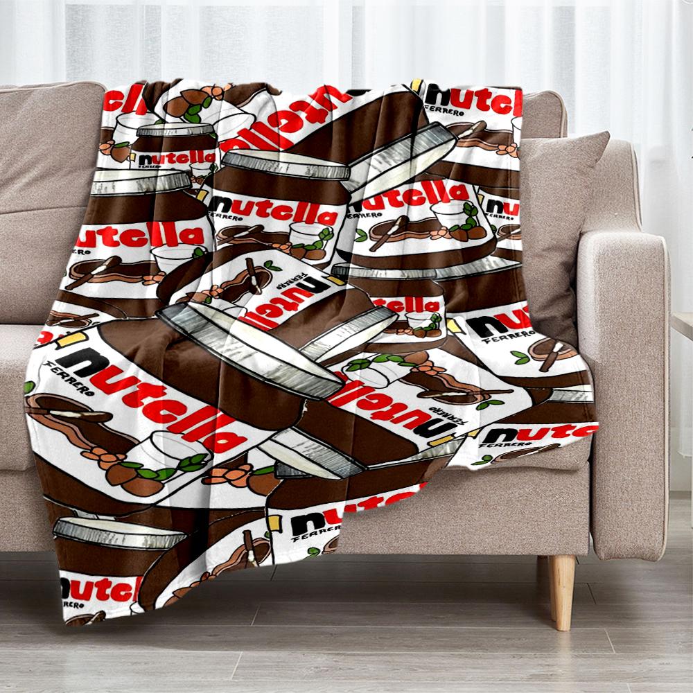 Coperta stampata a tema Nutella - Perfetta per divano, letto, viaggi e uso all'aperto | Lavabile in lavatrice, accogliente e resistente.