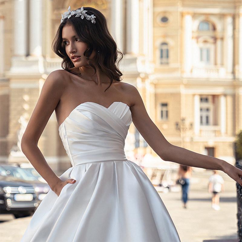 2026 French Style Strapless Satin Wedding
