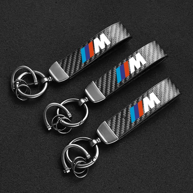 Carbon Fiber Leather Keychain Car Keychain Horseshoe Buckle Jewelry For BMW M E30 E39 E46 E90 E93 E60 F10 M5 M6 M7 X4 X5 X1 bzbf85