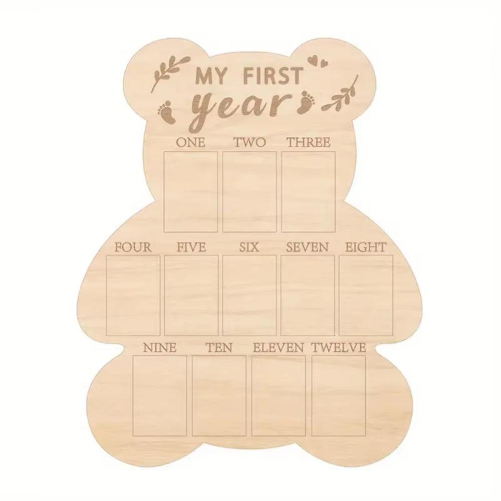 Bear/Egg/Door Shape Baby Milestone-Photo Frame Wood Board Photo Banner  Mothers Day Celebrations