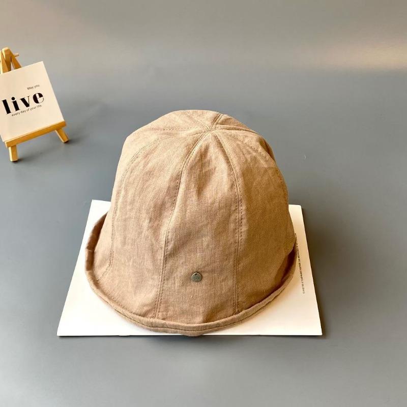 Linen crimped small edge plain basin hat summer breathable thin loose sense wear versatile bucket hat couple