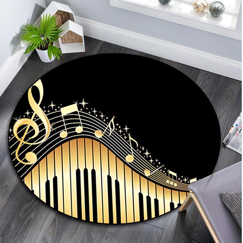 1Pc Staff music Circular Print Rug - home decoration Carpet For Living Room Bedroom Flooring Computer Chair Area Rug