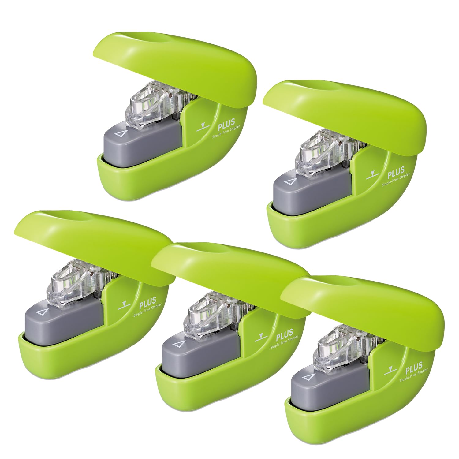 

Plus Needleless Stapler Paper Clinch Green, Set of 5