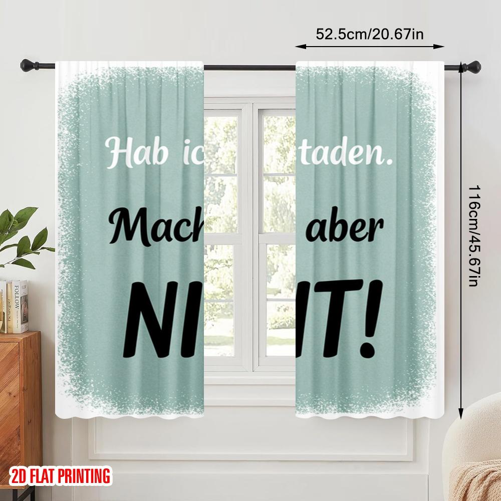2pcs 2D Flat Printing Window Curtains Understood, Will Do Fabric Without Electricity Family Party Use for Photo Booths & Events