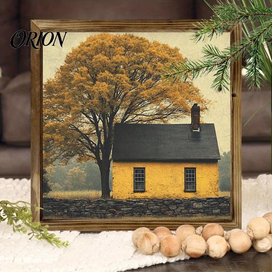 Rustic Solid Wood Picture Frames Wooden Wall Art Frame, Autumn Harvest Pumpkin Wheat Fall Decor, Memory Holder for Photos Farmhouse 2D Flat