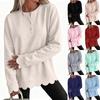 Women's Scalloped Hem Crewneck Sweatshirt, Loose Fit Color Drop Shoulder Long Sleeve Pullover Top for Casual Wear