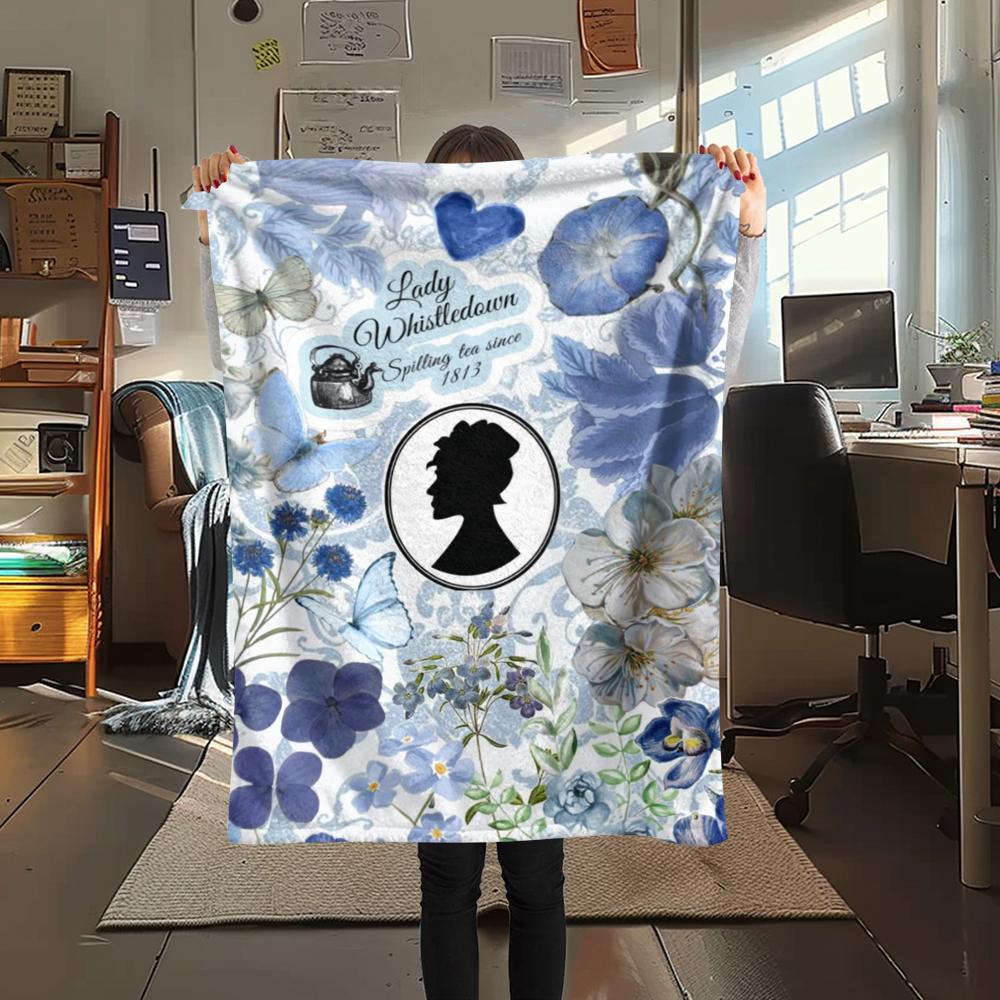 1PC Bridgerton Print Flannel Blanket, High quality Comfortable for All Seasons, Home Decor, Warmth and Comfort, Perfect for Christmas Gifts