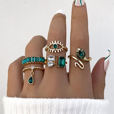 Bague rétro exagérée à ouverture réglable, ensemble de bagues créatives personnalisées, ensemble de bagues à la mode bohème
