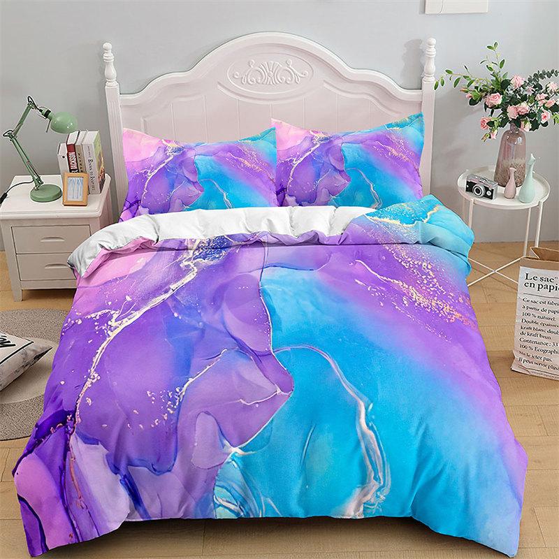 Colorful Marble Duvet Cover Abstract Geometric Bedding Set King Queen For Adults Kids Bedroom Decor Microfiber Comforter Cover