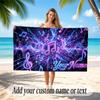 Music General Theme Beach Towel Personalized Custom Name & Text Soft Quick Dry Beach Towel for Swimming Travel