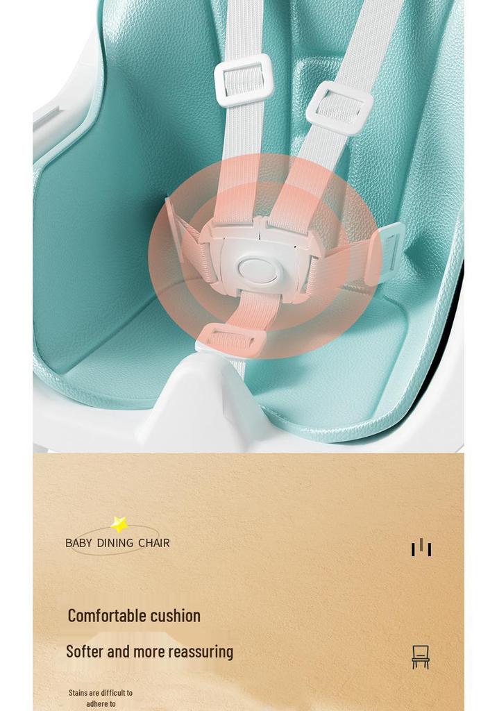 Adjustable Portable High Chair for Infants - Foldable Children's Dining Seat with Double Layer Tray