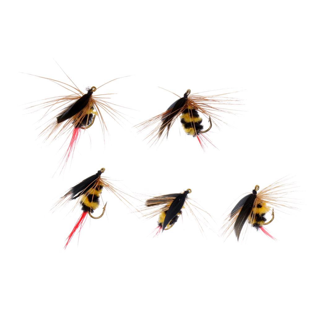 5Pcs Bumble Bee Nymph Trout Flies Fly Fishing Hook Bionic Bee Insect Baits