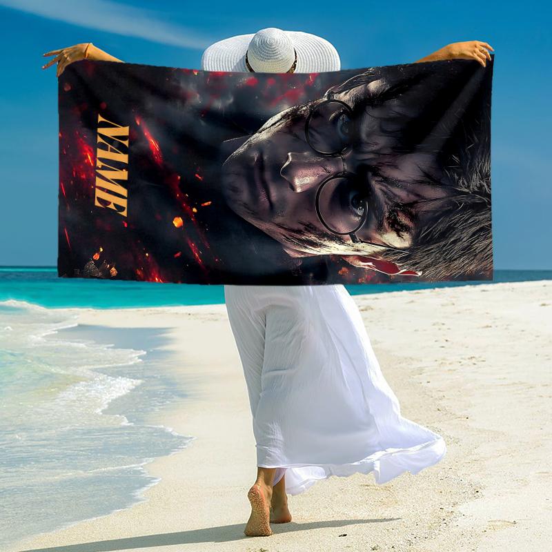 Personalized "Magical Winter Night" Beach Towel Microfiber Beach Towel Thin Absorbent for Beach Swimming Yoga Bath Sports. 0910414