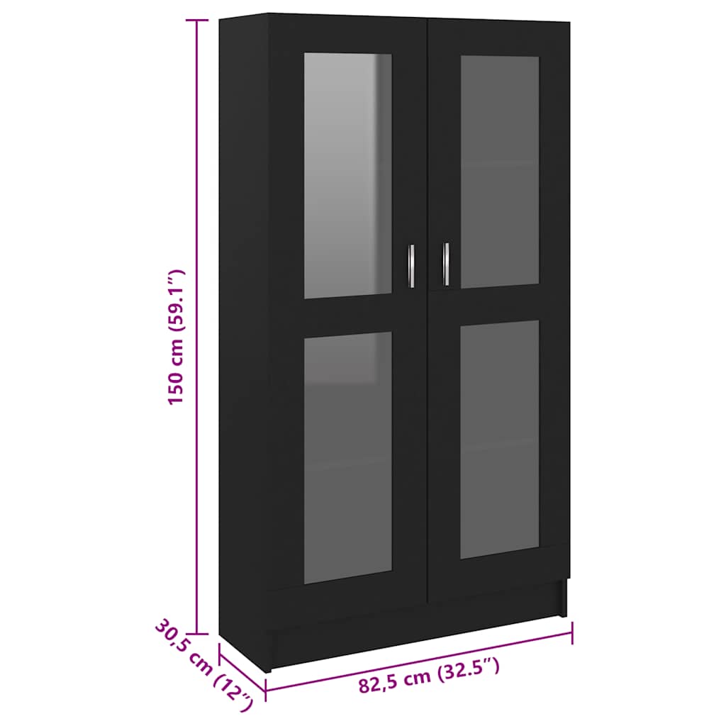 Display Cabinet Black 82.5 x 30.5 x 150 cm Particleboard