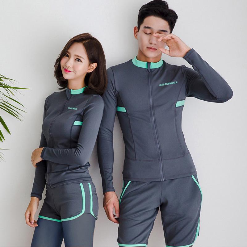 Korean Style Couple Wetsuit: Women’s Jellyfish Suit & Men’s Snorkeling Long Sleeve Swimsuit, Quick Dry, Sun Protection