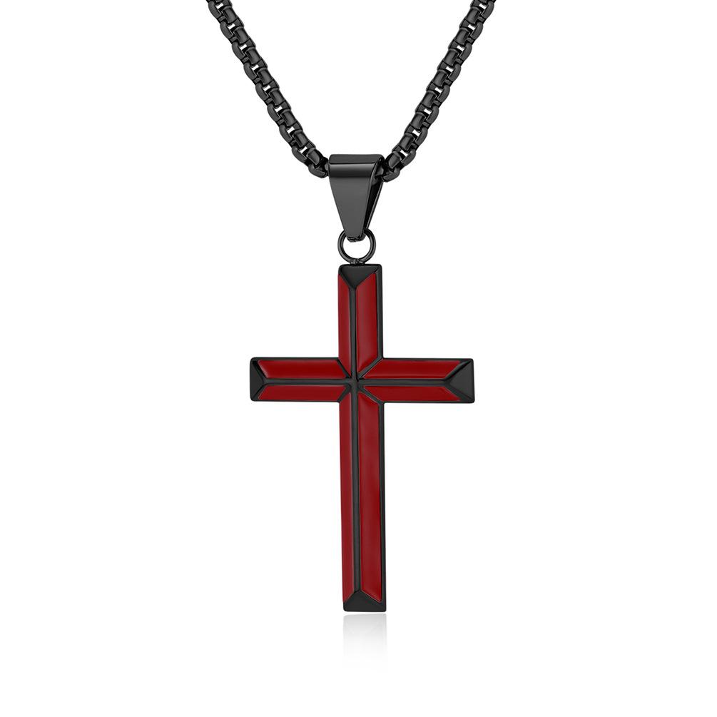 Stainless Steel Drip Oil Inclined Cross Necklace Niche and Personalized Quality Titanium Steel Pendant