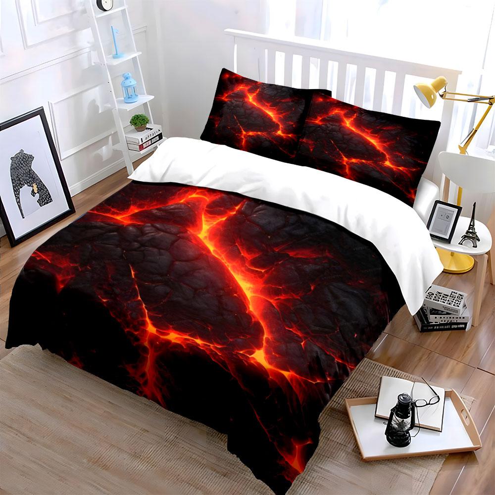 Fiery Lava Pattern Bedding Set Bedding Duvet Cover Set Duvet Cover Pillowcases (1 * Duvet Cover 2 * Pillowcases, Without Duvet Insert)
