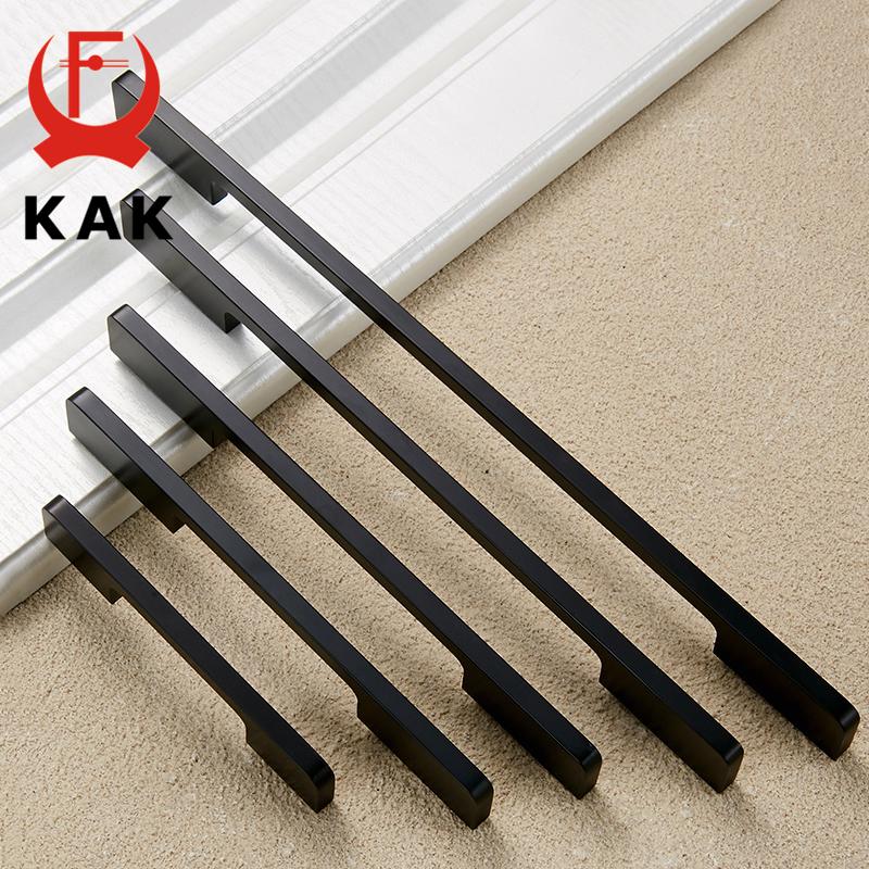 KAK Black Cabinet Handles Solid Aluminum Alloy American Style Kitchen Cupboard Pulls Drawer Knobs Furniture Handle Hardware