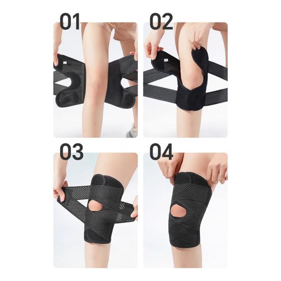 Åben Patella Knæbandage med Sidestabilisator Smertelindring Justerbar Knækompressionshylster Meniskskade Genopretning Knæstøtte Wrap