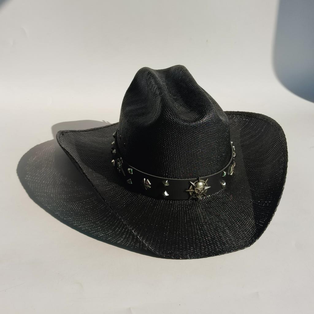 Cappello da cowboy in paglia rigida da uomo cappello da pascolo a tesa larga da donna cowboy tinta unita cappello da sole estivo confezione in scatola sombrero vaquero hombre