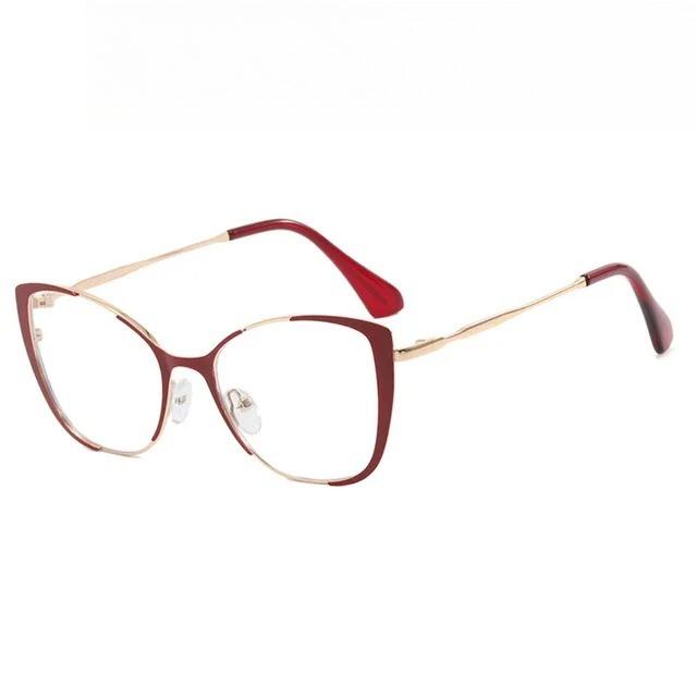 

Women Retro Metal Optical Spectacle Frame Fashion Cat Eye Prescription Glasses Anti Blue Computer Glasses Lentes Mujer красный